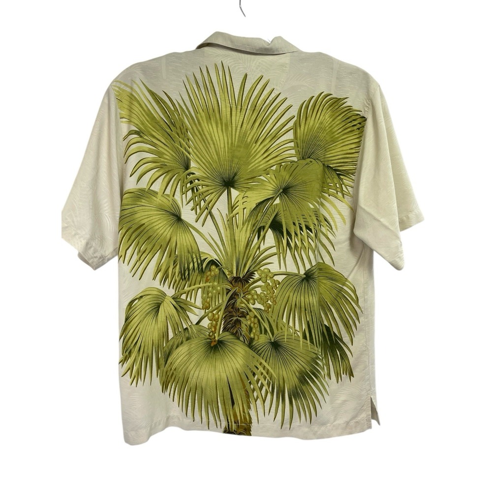Tommy Bahama Hawaiian Floral 100% Silk Mens Medium Cream Button Shirt (P43)
